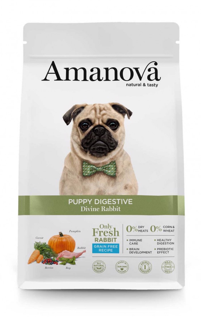 Amanova Puppy Digestive Divine Rabbit Grain Free Xira Trofi xoris Sitira ga Koutabia me Kouneli 7kg 